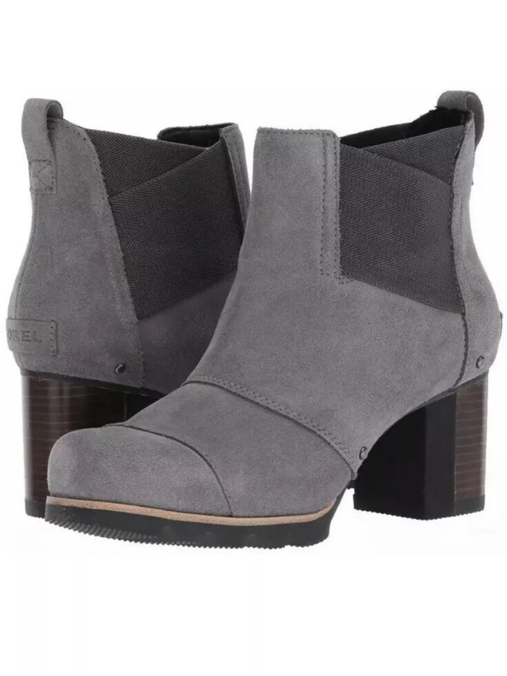 Sorel Addington Waterproof Gray Suede Block Heel Chelsea Boots • Size 8.5